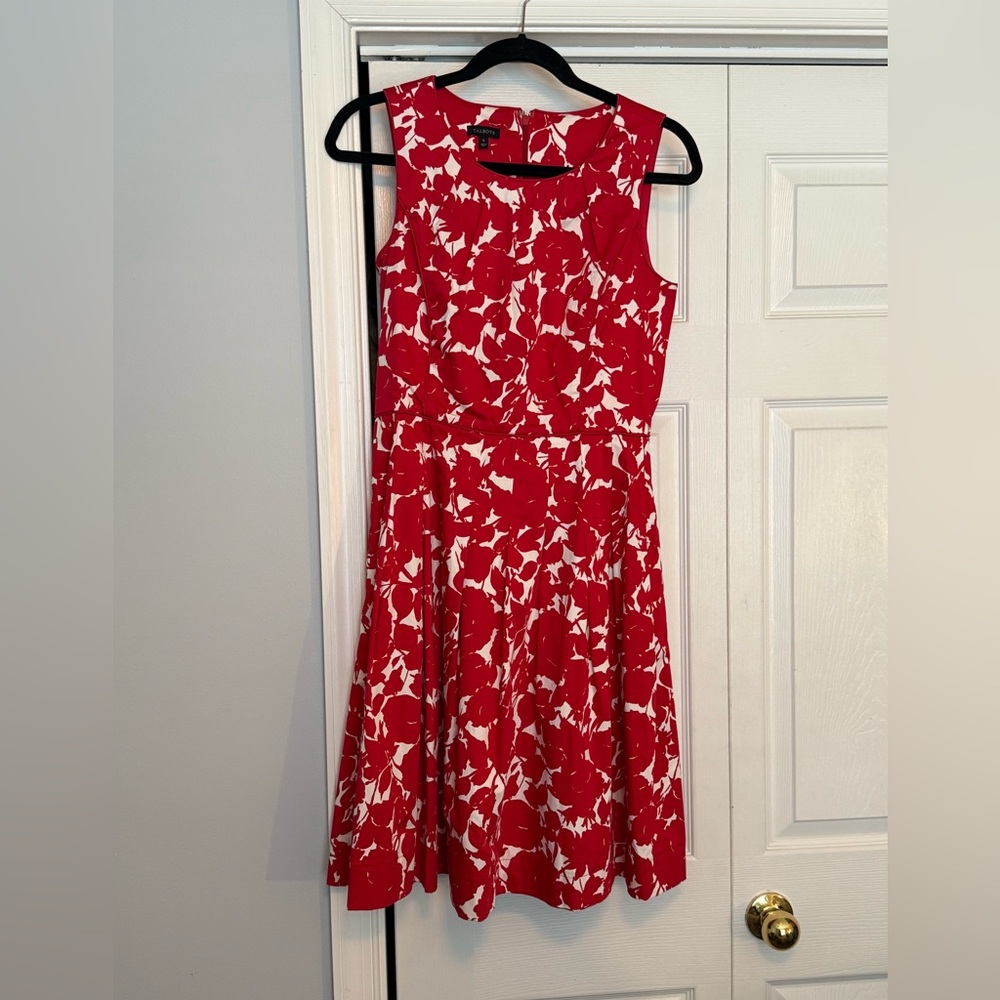 Talbots Red Sleeveless A-Line Midi Dress